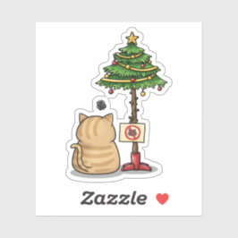 Funny Cat kerstboom Sticker