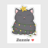 Funny Cat kerstboom Sticker (Vel)