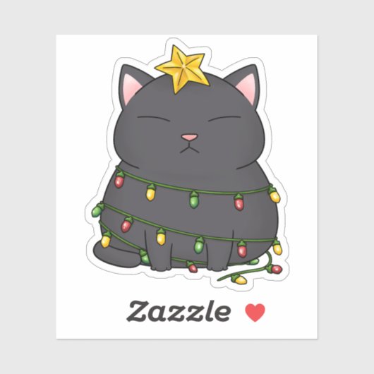 Funny Cat kerstboom Sticker (Vel)