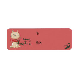 Funny Cat kerstcadekaartje Etiket