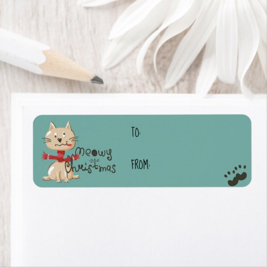 Funny Cat kerstcadekaartje Etiket (Insitu)