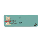 Funny Cat kerstcadekaartje Etiket (Voorkant)