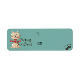 Funny Cat kerstcadekaartje Etiket