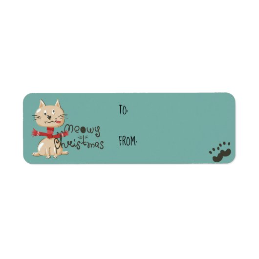 Funny Cat kerstcadekaartje Etiket (Voorkant)