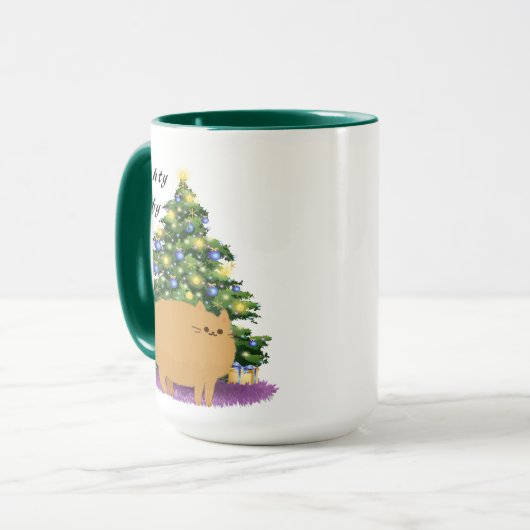 Funny Cat kerstchecklist Mok (Voorkant links)