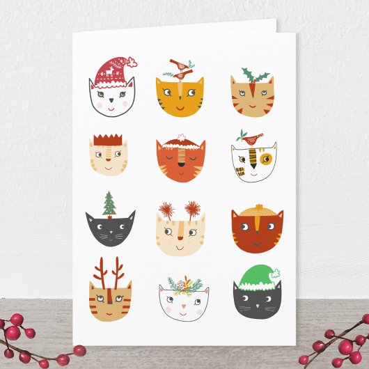 Funny Cat Kerstfeestay Card Feestdagen Kaart