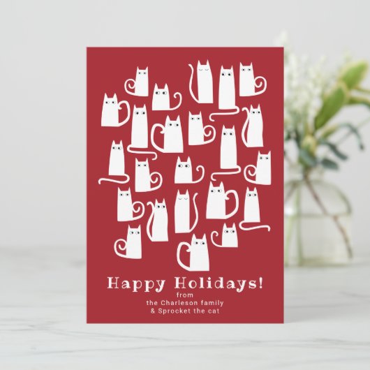 Funny Cat Kerstfeestay Card Feestdagenkaart (Staand voorkant)