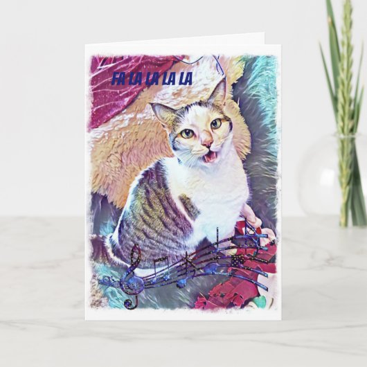 Funny Cat-kerstkaart Feestdagen Kaart (Voorkant)