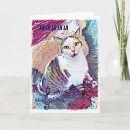 Funny Cat-kerstkaart Feestdagen Kaart