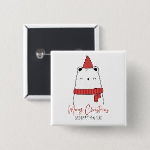 Funny cat Kerstmas Vierkante Button 5,1 Cm