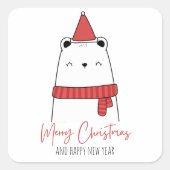 Funny cat Kerstmas Vierkante Sticker (Voorkant)
