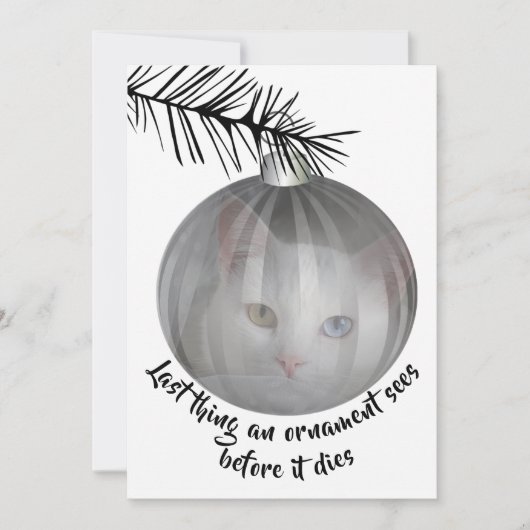 Funny Cat Kerstmis Afgelopen Ding Bauble Sees card Kaart (Voorkant)