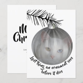 Funny Cat Kerstmis Afgelopen Ding Bauble Sees card Kaart