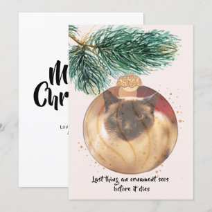 Funny Cat Kerstmis Afgelopen ding Bauble ziet Kaar Kaart