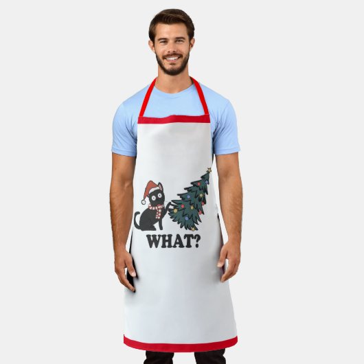Funny Cat Kerstmis Apron van pap Schort (Gedragen)
