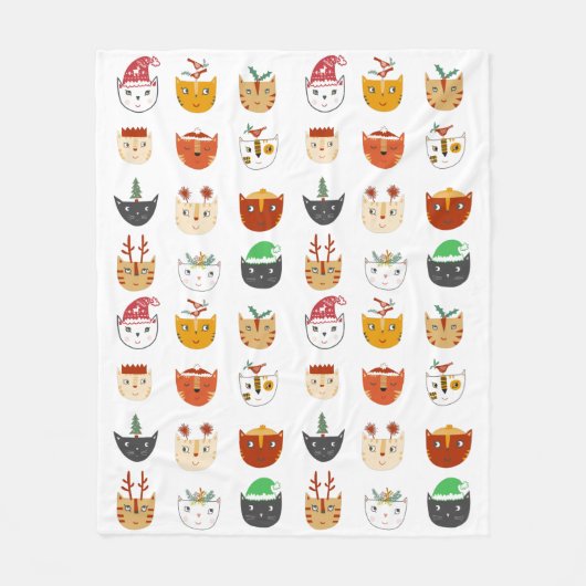Funny Cat Kerstmis Blanket Fleece Deken (Voorkant)