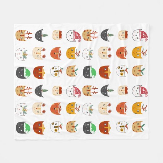 Funny Cat Kerstmis Blanket Fleece Deken (Voorkant (Horizontaal))