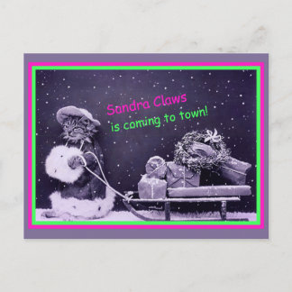 Funny Cat Kerstmis Briefkaart