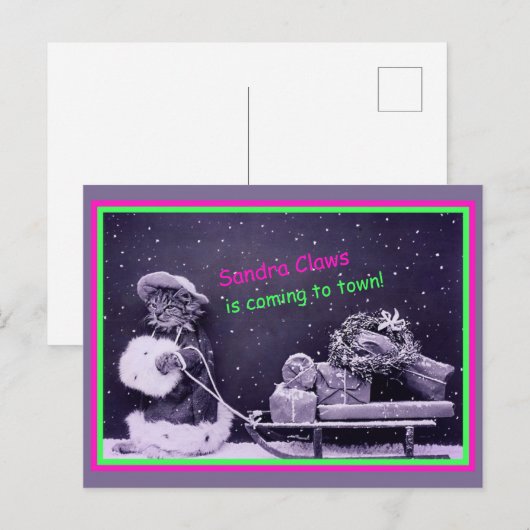 Funny Cat Kerstmis Briefkaart (Voorkant / Achterkant)