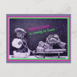 Funny Cat Kerstmis Briefkaart