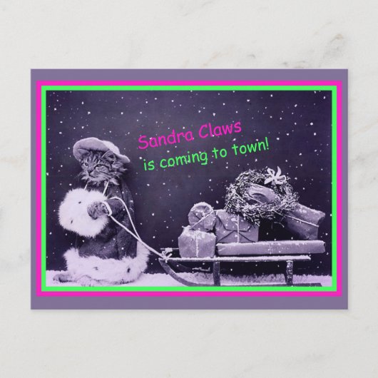 Funny Cat Kerstmis  Briefkaart (Voorkant)