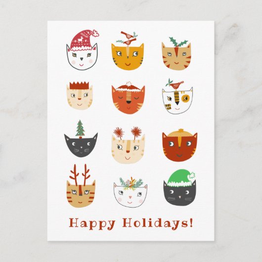 Funny Cat Kerstmis Briefkaart (Voorkant)