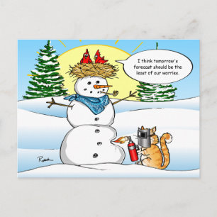 Funny Cat Kerstmis Briefkaarten   Tabby Snowman