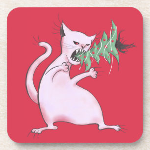 Funny Cat Kerstmis Eater Holiday Onderzetter