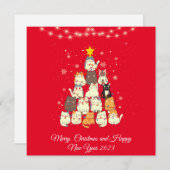 Funny cat-kerstmis feestdagenkaart (Voorkant / Achterkant)