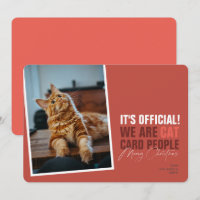 Funny Cat Kerstmis Kaart Red Meowy Kerstmis