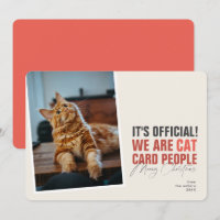 Funny Cat Kerstmis Kaart Red Meowy Kerstmis