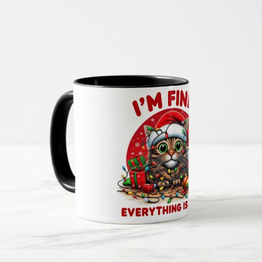 Funny Cat Kerstmis Mok (Voorkant links)