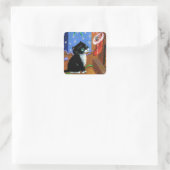 Funny Cat Kerstmis Tuxedo Kitten Mouse Vierkante Sticker (Tas)