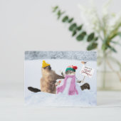 Funny Cat Kerstmis Wenskaart Feestdagenkaart (Staand voorkant)