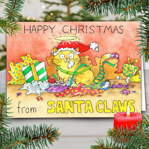 Funny Cat Kerstmis Wenskaart Kaart