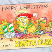 Funny Cat Kerstmis Wenskaart Kaart