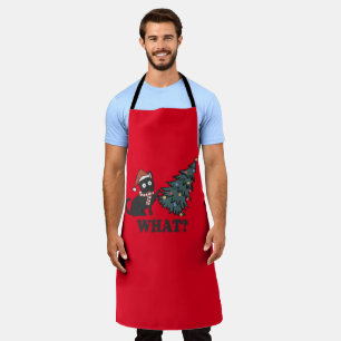 Funny Cat KerstRed Long Apron Schort