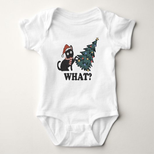 Funny Cat KerstWhite Baby Jersey Bodysuit (Voorkant)