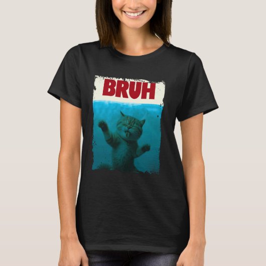 Funny Cat Kitten Bruh Meme Funny Gezegde Parodie B T-shirt (Voorkant)