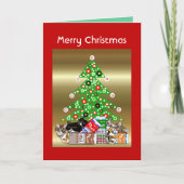 Funny Cat & Kitten Kerst Kaart  (Voorkant)