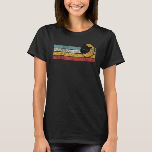 Funny Cat Kitten Meme Retro Sunset Peeping T-shirt (Voorkant)