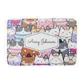 Funny Cat Kitten Whimsical Pattern Kinder Bathroom Badmat (Voorkant)