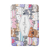 Funny Cat Kitten Whimsical Pattern Kinder Bathroom Badmat (Voorkant Verticaal)
