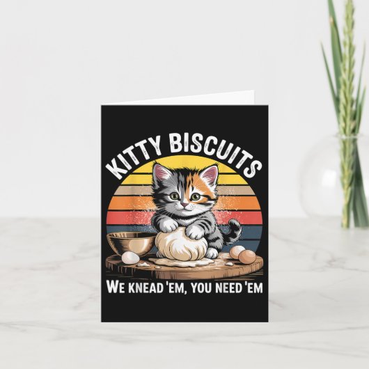 Funny Cat Kneading Dough Retro Kat Biscuits Desi Kaart (Voorkant)