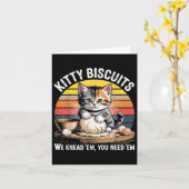 Funny Cat Kneading Dough Retro Kat Biscuits Desi Kaart (Gele Bloem)