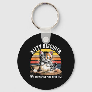 Funny Cat Kneading Dough Retro Kat Biscuits Desi Sleutelhanger