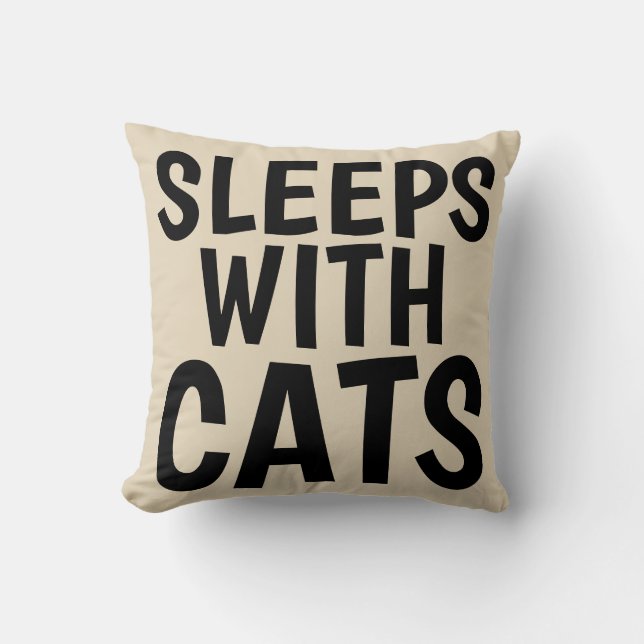 Funny Cat Kussens, SLAPEN MET CATS Kussen (Voorkant)
