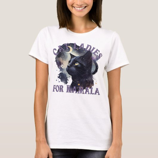 Funny Cat Ladies beroemd gemaakt door Kamala Harri T-shirt (Voorkant)
