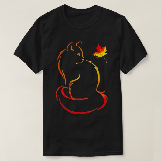 Funny Cat Leaf Herfst Hallo herfst Cute Kitten T-shirt (Design voorkant)