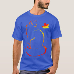Funny Cat Leaf Herfst Hallo herfst voor Cute Kitte T-shirt